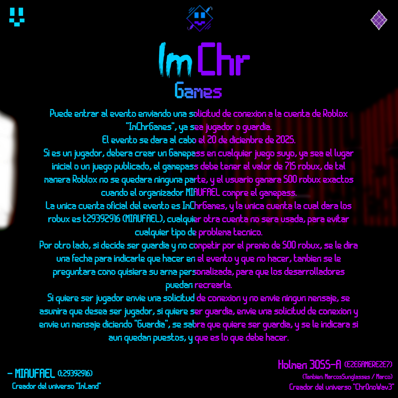 Invitación técnica al evento ImChr Games